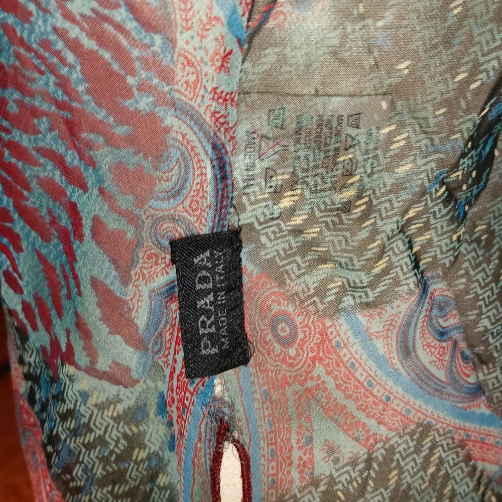 Vintage Prada Sheer Paisley Flutter-Sleeve Mini Dress/Top - Picture 4 of 6